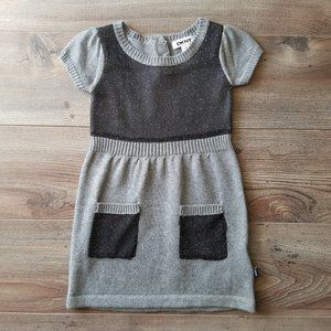 DKNY Sparkly Grey Black Short Sleeve Sweater Toddler Girl Dress